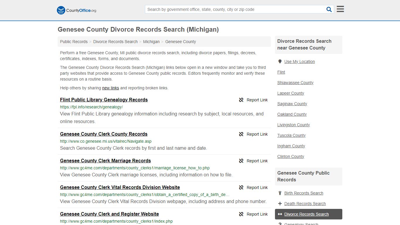 Genesee County Divorce Records Search (Michigan) - County Office