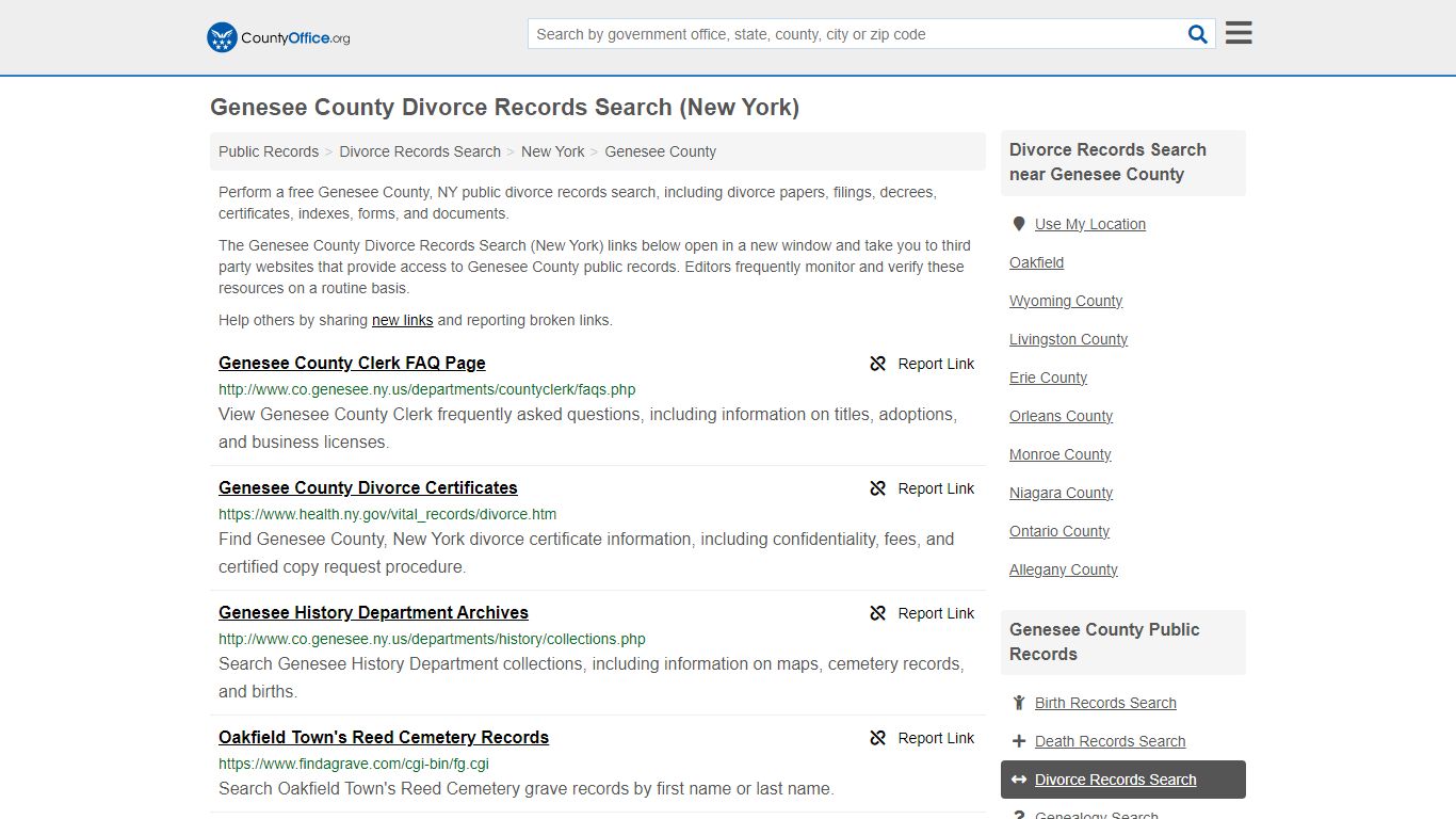 Genesee County Divorce Records Search (New York) - County Office